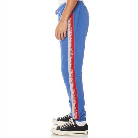 NEW KAPPA men's logo tape danira trackpants in blue/grey/red - Picture 3 of 4